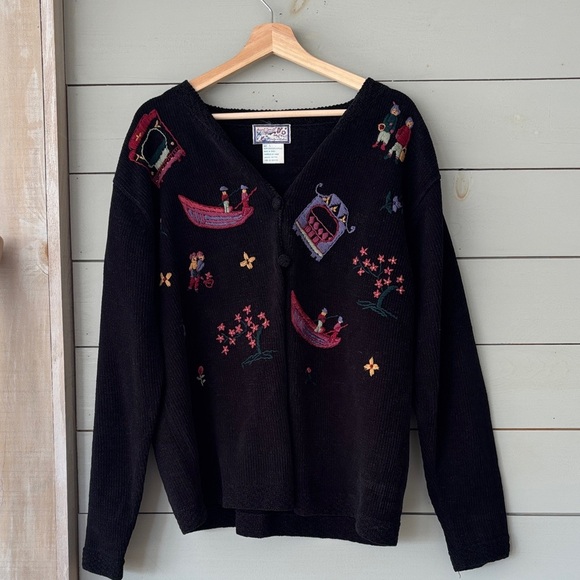 April Cornell Sweaters - ✨ Vintage April Cornell Embroidered Cardigan (Size L)